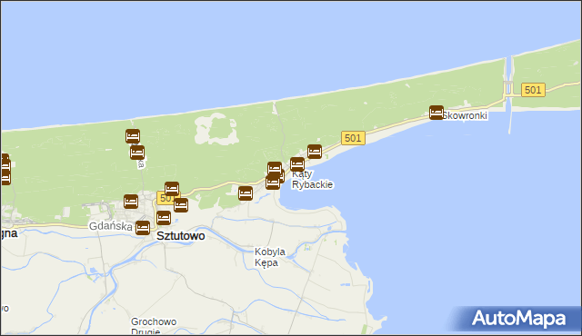 mapa Kąty Rybackie, Kąty Rybackie na mapie Targeo