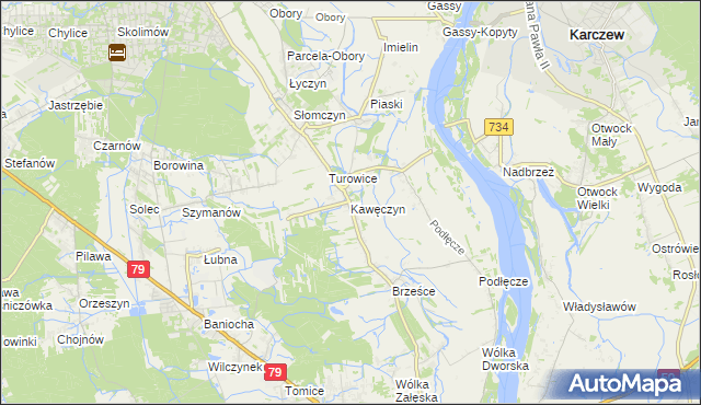 mapa Kawęczyn gmina Konstancin-Jeziorna, Kawęczyn gmina Konstancin-Jeziorna na mapie Targeo