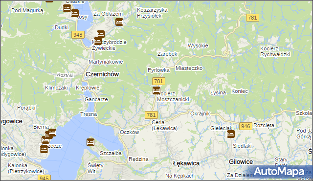 mapa Kocierz Moszczanicki, Kocierz Moszczanicki na mapie Targeo