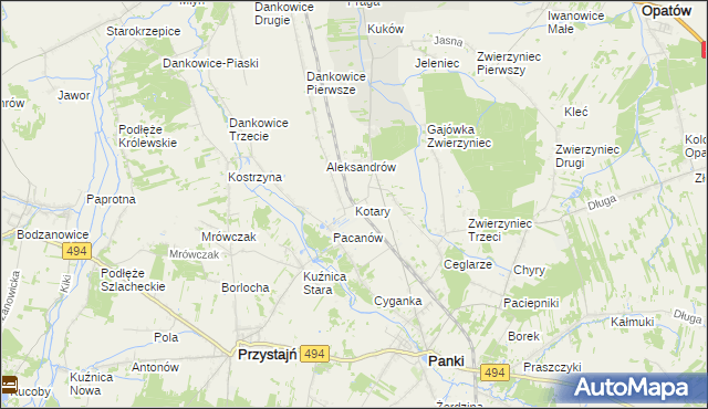 mapa Kotary, Kotary na mapie Targeo