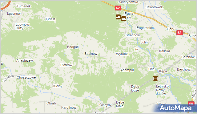 mapa Kukawki gmina Jadów, Kukawki gmina Jadów na mapie Targeo