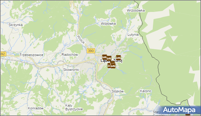 mapa Lądek-Zdrój, Lądek-Zdrój na mapie Targeo