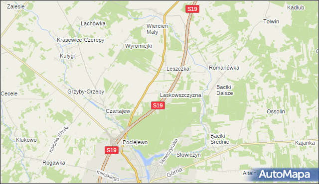 mapa Laskowszczyzna gmina Siemiatycze, Laskowszczyzna gmina Siemiatycze na mapie Targeo