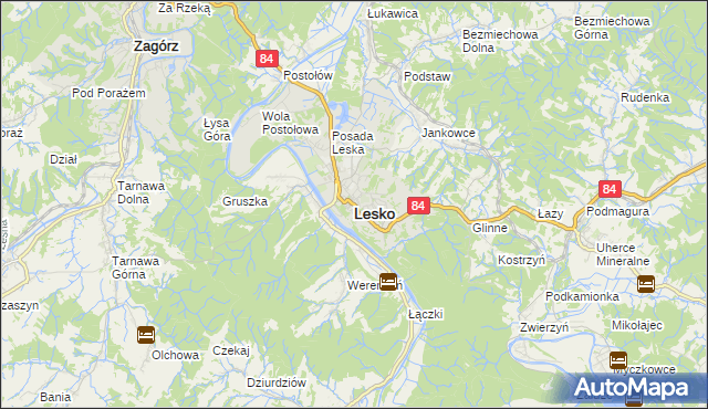 mapa Lesko, Lesko na mapie Targeo