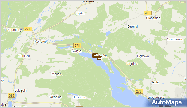 mapa Lubiatów gmina Sława, Lubiatów gmina Sława na mapie Targeo