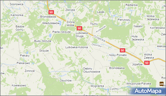 mapa Lutkówka gmina Mszczonów, Lutkówka gmina Mszczonów na mapie Targeo