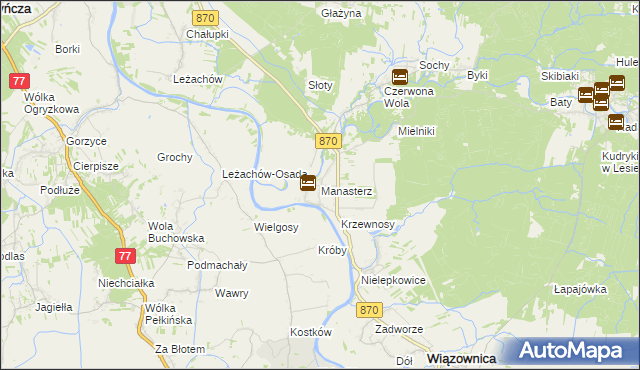 mapa Manasterz gmina Wiązownica, Manasterz gmina Wiązownica na mapie Targeo