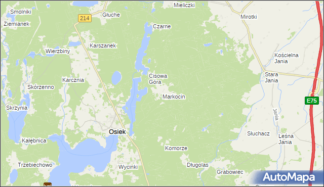 mapa Markocin gmina Osiek, Markocin gmina Osiek na mapie Targeo