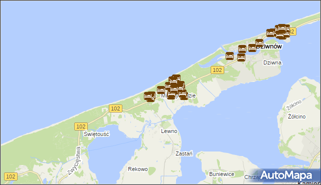 mapa Międzywodzie, Międzywodzie na mapie Targeo