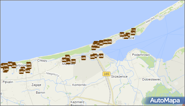 mapa Mielno powiat koszaliński, Mielno powiat koszaliński na mapie Targeo