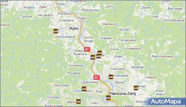 mapa Młodów gmina Piwniczna-Zdrój, Młodów gmina Piwniczna-Zdrój na mapie Targeo