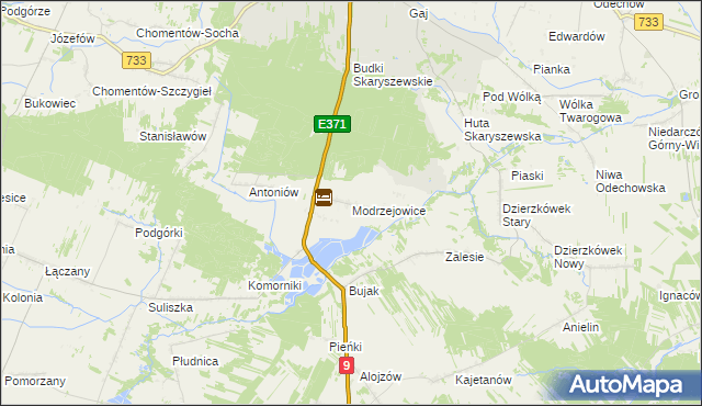 mapa Modrzejowice, Modrzejowice na mapie Targeo