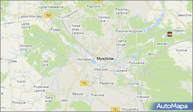 mapa Myszków, Myszków na mapie Targeo