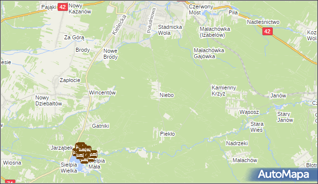 mapa Niebo, Niebo na mapie Targeo