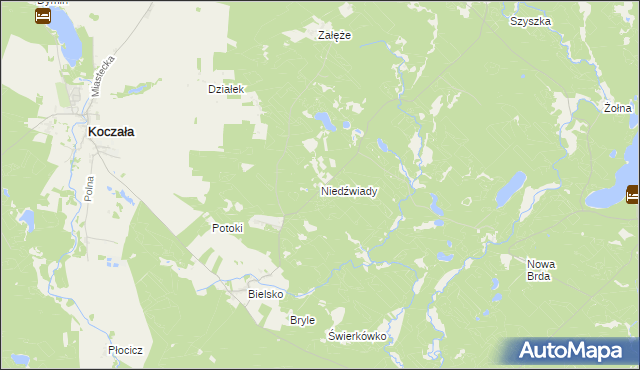 mapa Niedźwiady gmina Koczała, Niedźwiady gmina Koczała na mapie Targeo