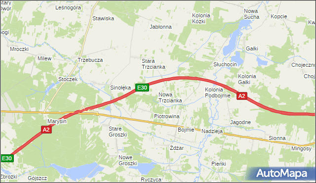 mapa Nowa Trzcianka, Nowa Trzcianka na mapie Targeo