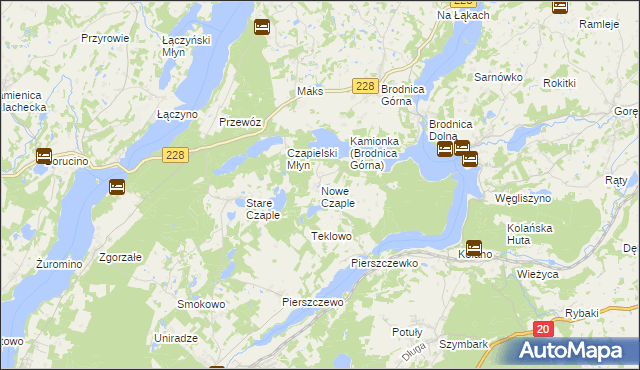 mapa Nowe Czaple gmina Stężyca, Nowe Czaple gmina Stężyca na mapie Targeo