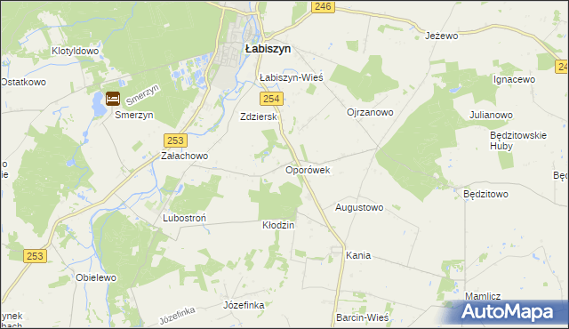 mapa Oporówek gmina Łabiszyn, Oporówek gmina Łabiszyn na mapie Targeo