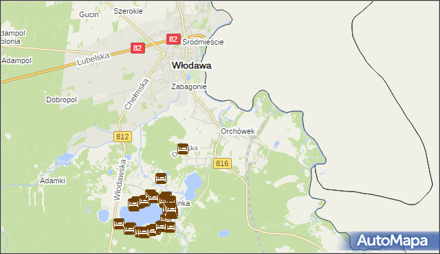 mapa Orchówek gmina Włodawa, Orchówek gmina Włodawa na mapie Targeo
