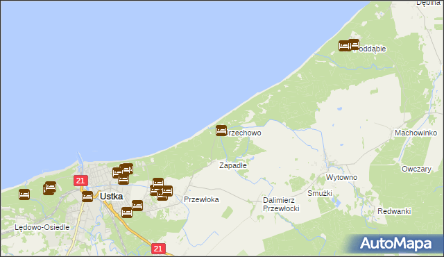 mapa Orzechowo gmina Ustka, Orzechowo gmina Ustka na mapie Targeo