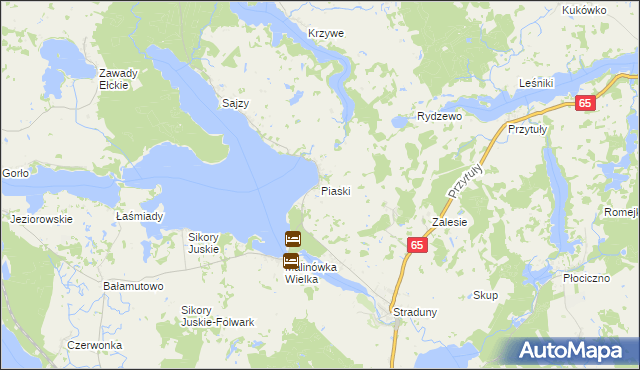 mapa Piaski gmina Ełk, Piaski gmina Ełk na mapie Targeo