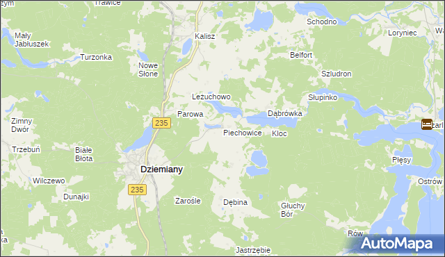mapa Piechowice gmina Dziemiany, Piechowice gmina Dziemiany na mapie Targeo