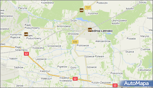 mapa Piotrowice gmina Jedlnia-Letnisko, Piotrowice gmina Jedlnia-Letnisko na mapie Targeo