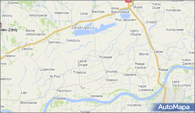 mapa Podwale gmina Pacanów, Podwale gmina Pacanów na mapie Targeo