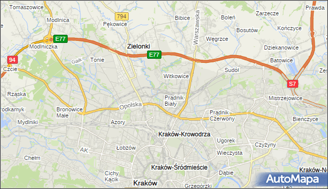 mapa Prądnik Biały, Prądnik Biały na mapie Targeo