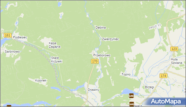 mapa Przeborowo, Przeborowo na mapie Targeo