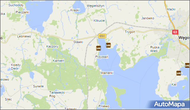 mapa Przystań gmina Węgorzewo, Przystań gmina Węgorzewo na mapie Targeo