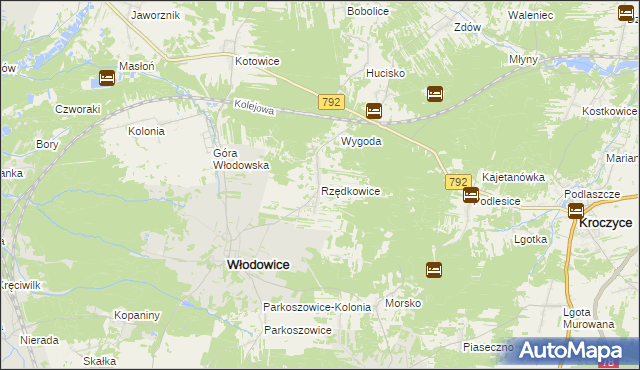 mapa Rzędkowice, Rzędkowice na mapie Targeo