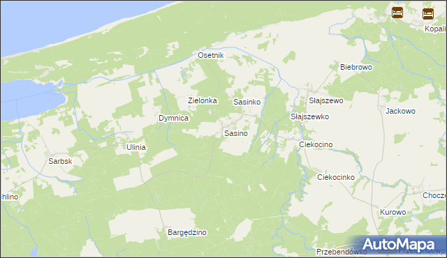 mapa Sasino, Sasino na mapie Targeo