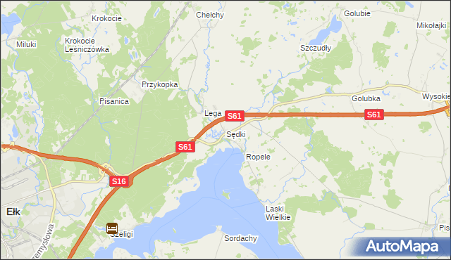 mapa Sędki gmina Ełk, Sędki gmina Ełk na mapie Targeo