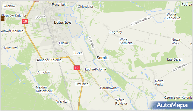mapa Serniki, Serniki na mapie Targeo