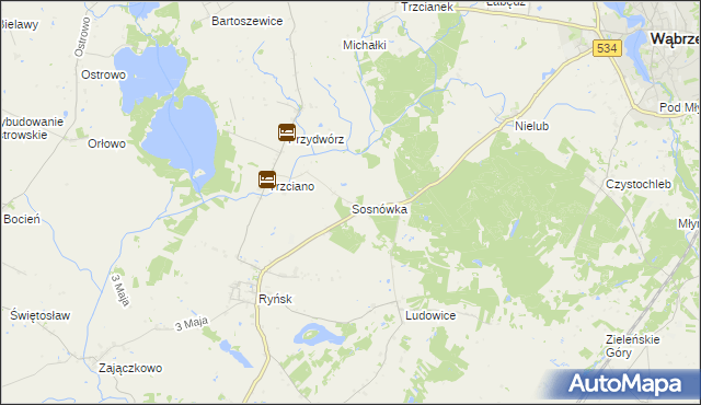 mapa Sosnówka gmina Ryńsk, Sosnówka gmina Ryńsk na mapie Targeo