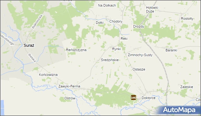 mapa Średzińskie, Średzińskie na mapie Targeo