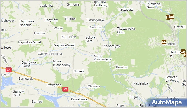 mapa Stare Krasnodęby, Stare Krasnodęby na mapie Targeo