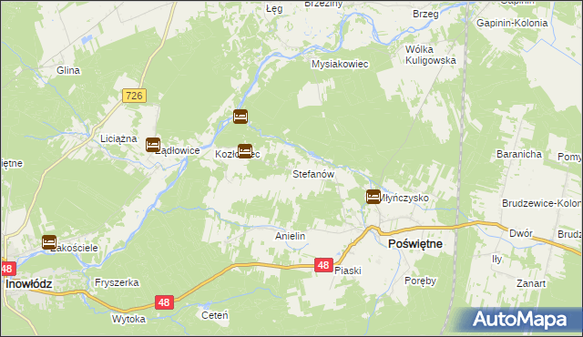 mapa Stefanów gmina Poświętne, Stefanów gmina Poświętne na mapie Targeo