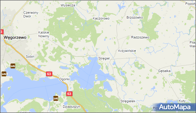 mapa Stręgiel, Stręgiel na mapie Targeo
