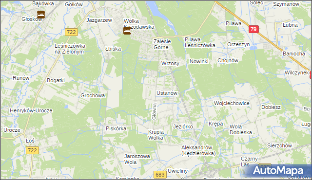 mapa Ustanów, Ustanów na mapie Targeo
