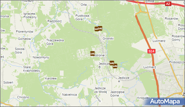 mapa Ustronie gmina Zgierz, Ustronie gmina Zgierz na mapie Targeo