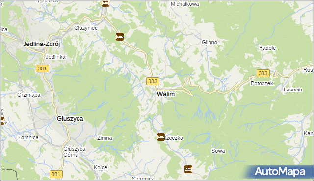 mapa Walim powiat wałbrzyski, Walim powiat wałbrzyski na mapie Targeo