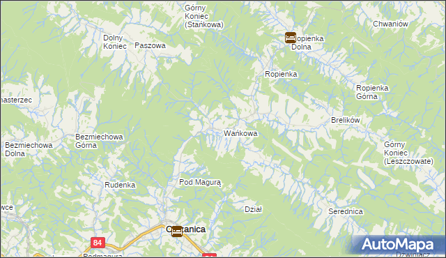 mapa Wańkowa, Wańkowa na mapie Targeo