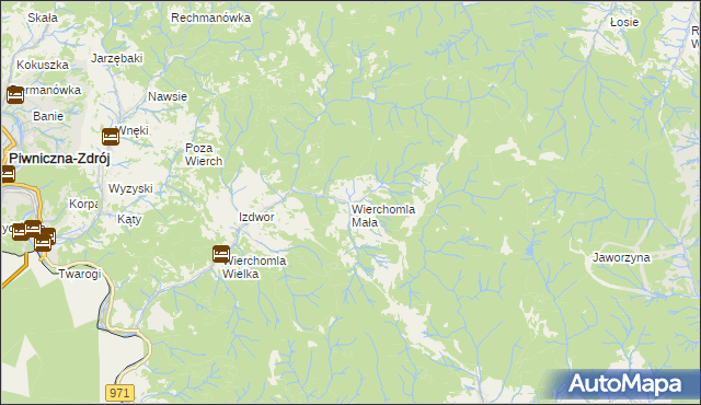 mapa Wierchomla Mała, Wierchomla Mała na mapie Targeo
