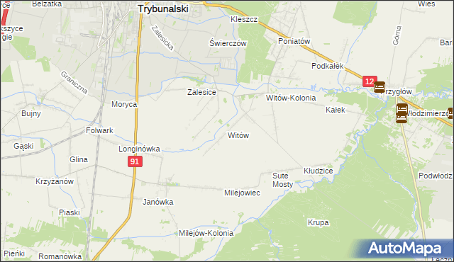 mapa Witów gmina Sulejów, Witów gmina Sulejów na mapie Targeo
