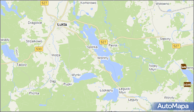 mapa Worliny, Worliny na mapie Targeo
