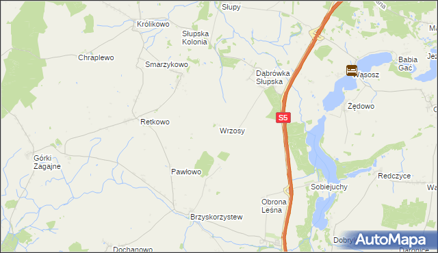 mapa Wrzosy gmina Szubin, Wrzosy gmina Szubin na mapie Targeo