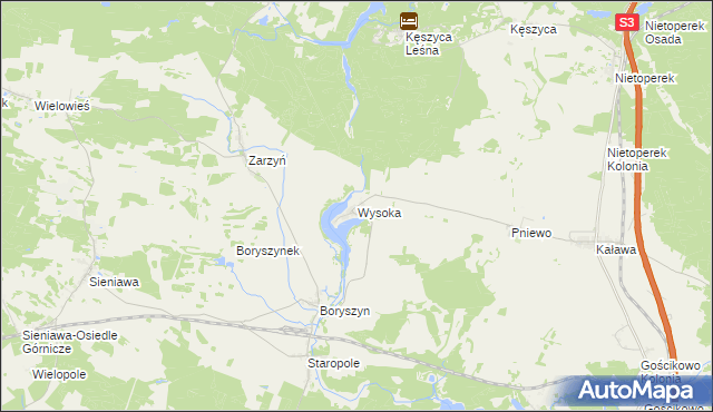 mapa Wysoka gmina Międzyrzecz, Wysoka gmina Międzyrzecz na mapie Targeo