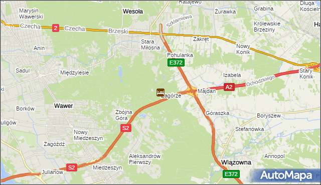 mapa Zagórze gmina Wiązowna, Zagórze gmina Wiązowna na mapie Targeo